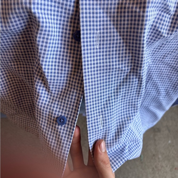Island Republic Men’s Causal Button Up Shortsleeve Shirt Check Blue/white M - Picture 8 of 10